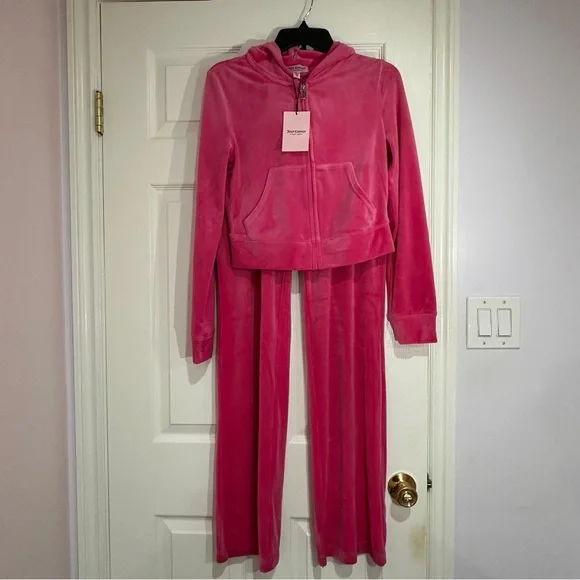 NWT Juicy Couture OG Big Bling Velour Hoodie and Pants Set in Hot P… - Picture 2 of 8
